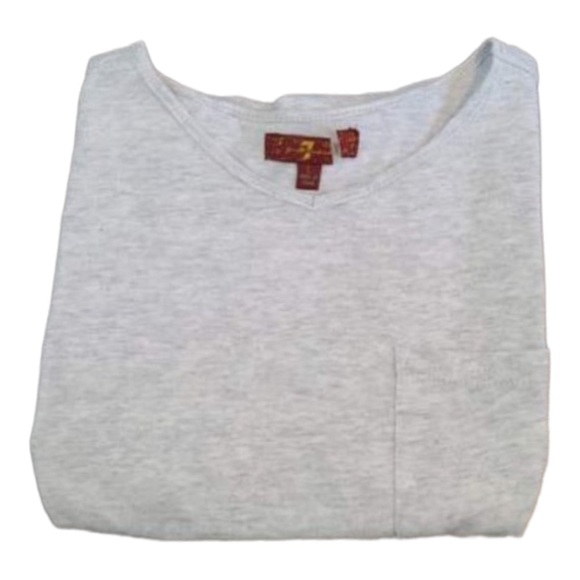 7 For All Mankind Grey V-Neck T-Shirt With Front Pocket Size L - Picture 2 of 2